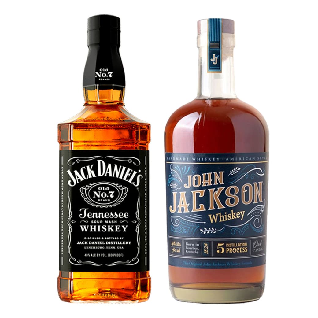 DUO AMERICAN WHISKEY: 1x Whiskey Jack Daniels Old N7 750cc 40º alc. + 1x Whiskey John Jackson 750cc 40º alc._1