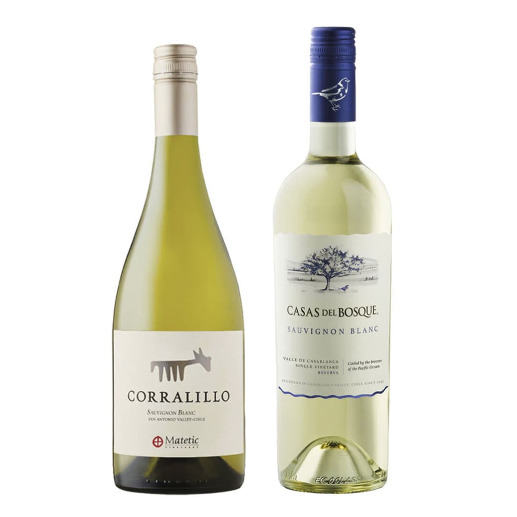 DUO MATETIC - CASAS DEL BOSQUE: 1x Vino Matetic Corralillo Sauvignon Blanc 750cc + 1x Vino Casas del Bosque Reserva Sauvignon Blanc 750cc_1