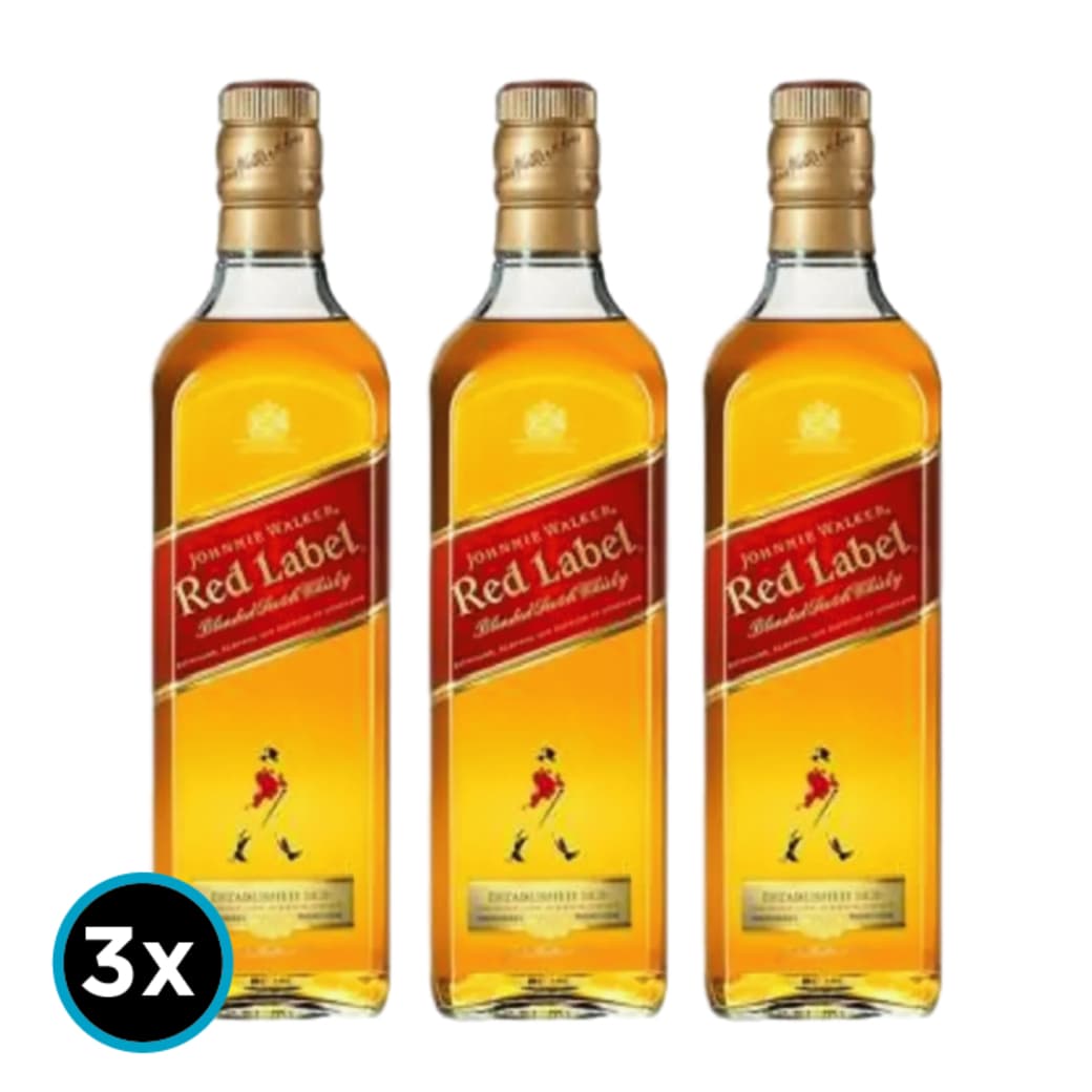 3x Whisky Johnnie Walker Red Label 750cc 40º alc._1