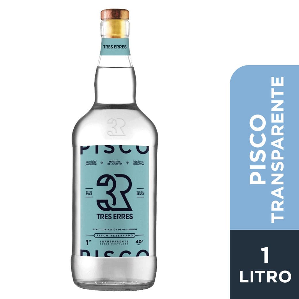 Pisco Tres Erres Transparente 1 Litro 40°alc._1