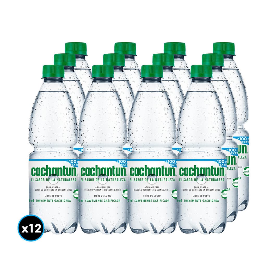 12x Agua Mineral Cachantun Light Gas 600cc _1