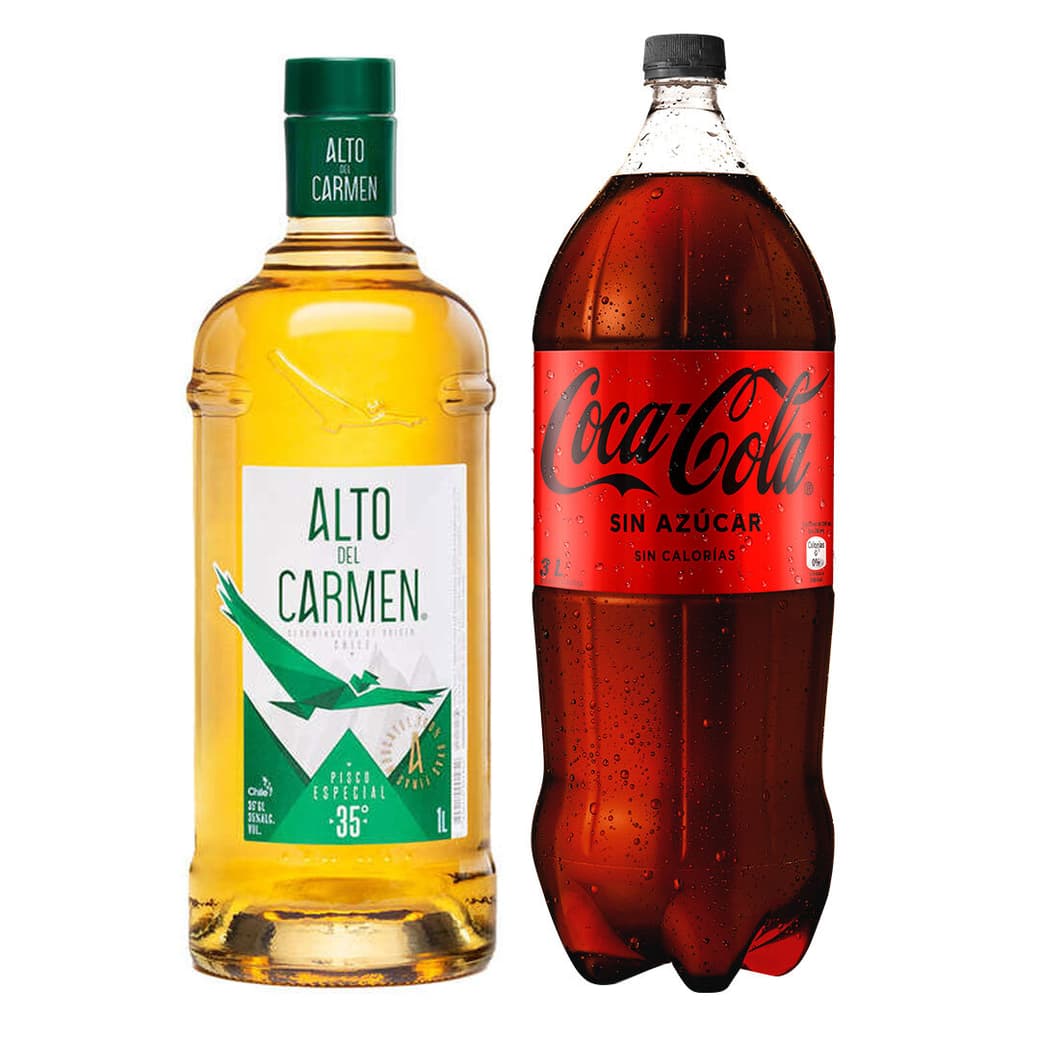 PACK PROMO NEGRA N°1: 1x Pisco Alto del Carmen 35º alc. 1 Litro + 1x Coca-Cola Zero Azúcar 3 Litros_1