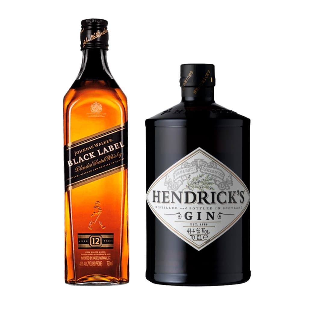 PACK HENDRICKS JOHNNIE: 1x Whisky Johnnie Walker Black Label 750cc 40º alc. + 1x Gin Hendricks 700cc 41,4º alc._1