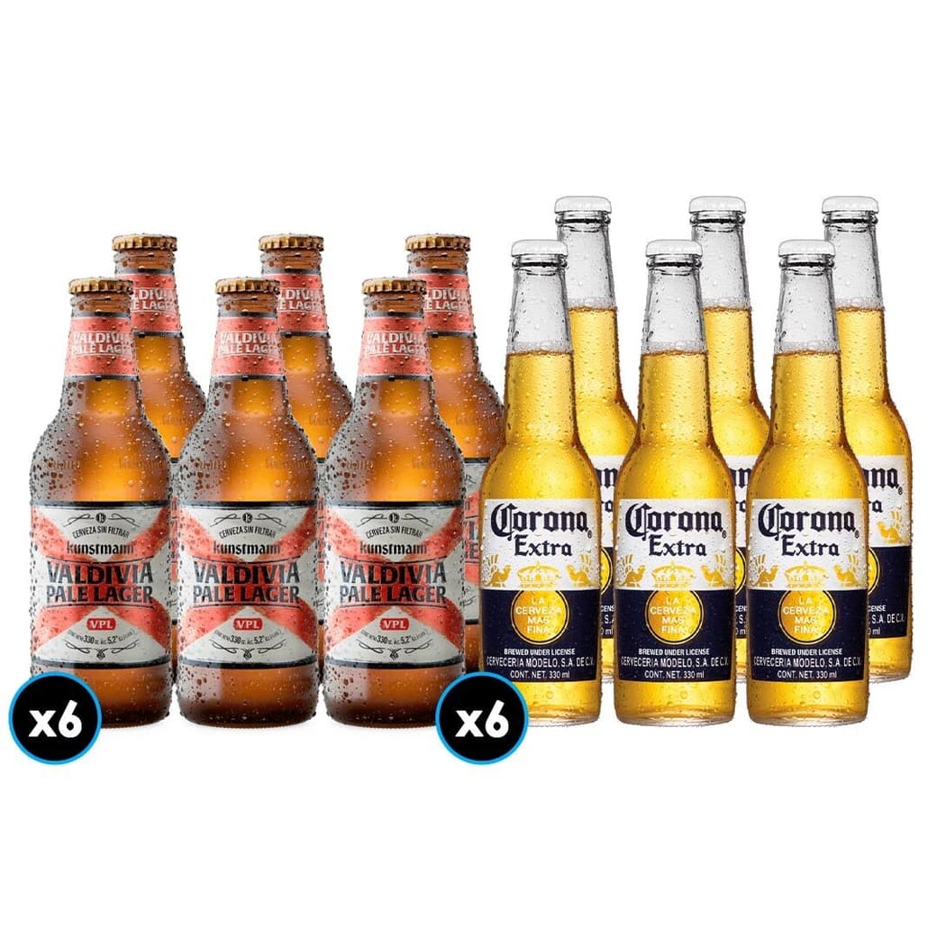 PACK KUNSTMANN (Pale Lager) - CORONA: 6x Cerveza Kunstmann Valdivia Pale Lager Botella 330cc + 6x Cerveza Corona Extra en Botellas 330cc_1