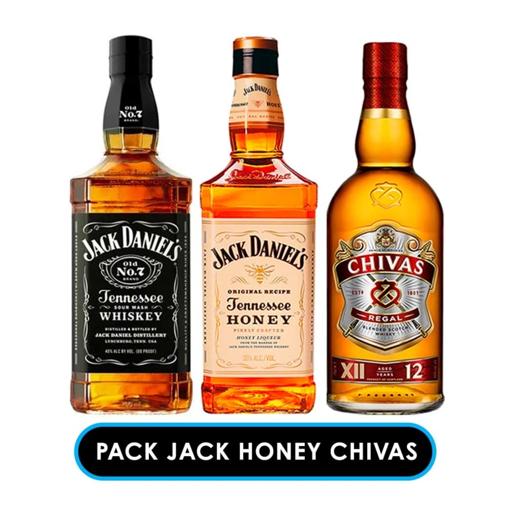 PACK JACK/HONEY/CHIVAS: Whiskey Jack Daniels N7 750cc + Whiskey Jack Daniels Honey 750cc + Whisky Chivas Regal 12 años 750cc_1