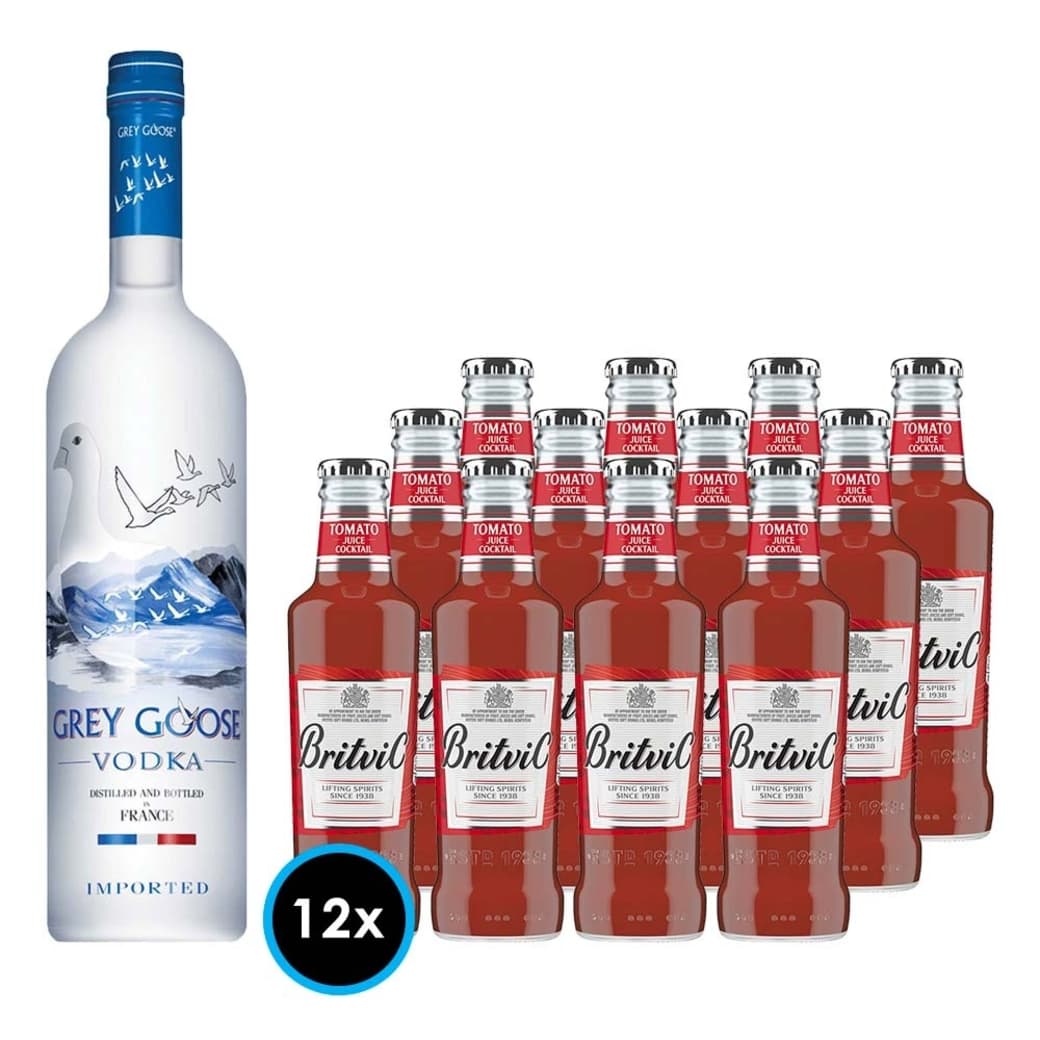 PACK BLOODY MARY - GREY GOOSE: 1x Vodka Grey Goose 750cc 40º alc. + 12x Britvic Tomato Juice 200cc_1