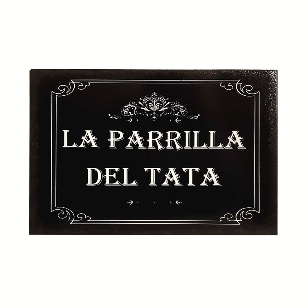 Afiche La Parrilla del Tata Madera Vitrificada 20 x 30 cm._1