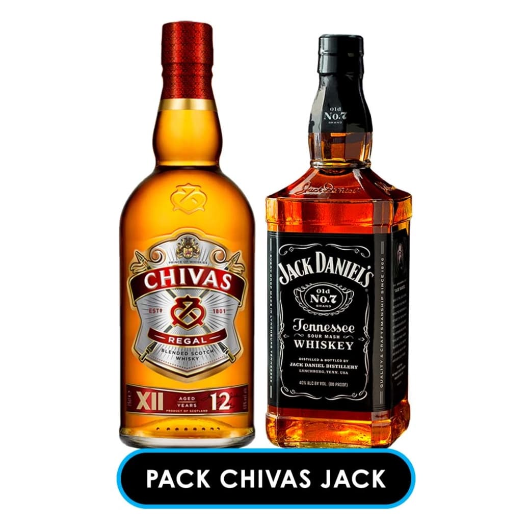PACK CHIVAS JACK: Whisky Chivas Regal 12 años 750cc + Whiskey Jack Daniels N7 750cc_1