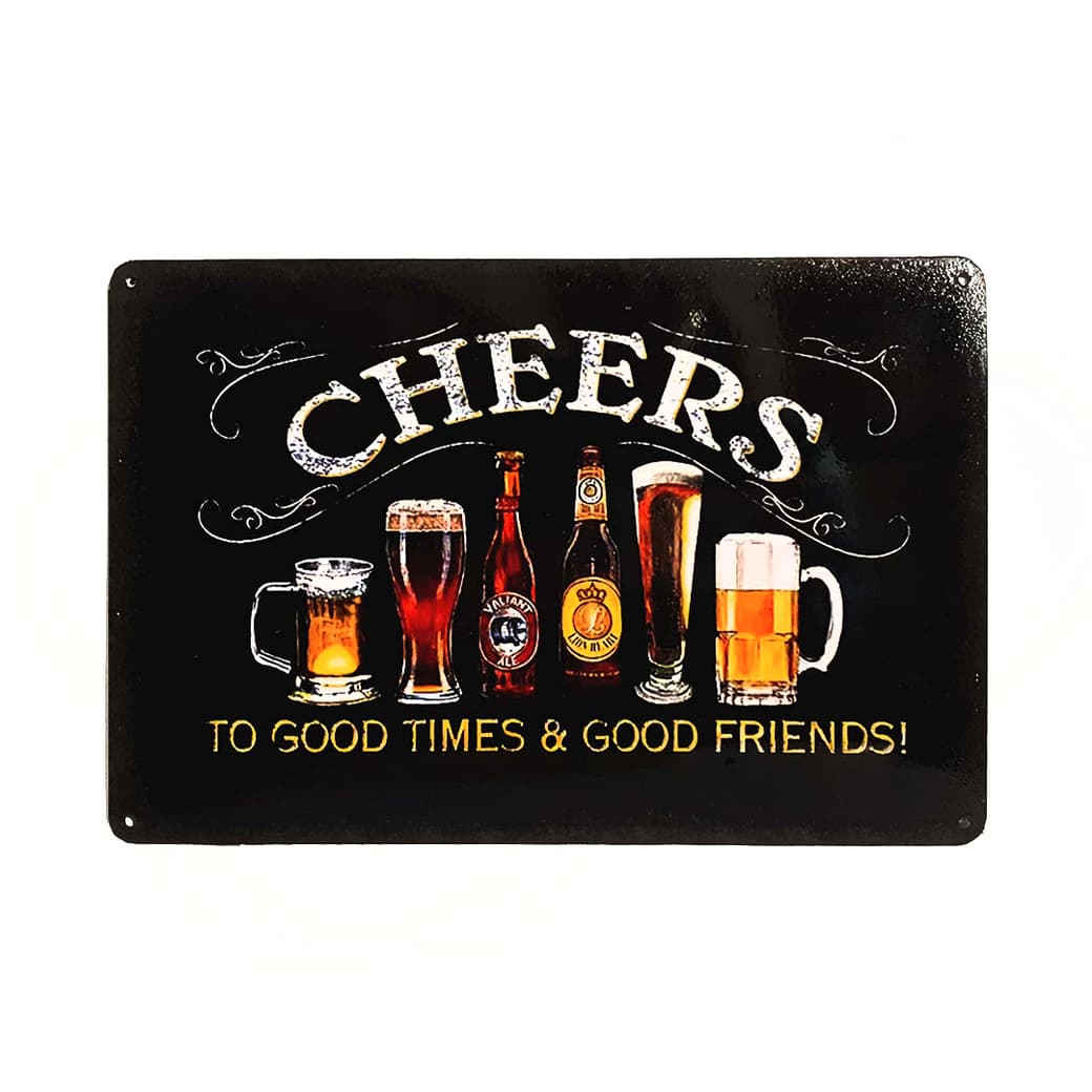 Afiche Cheers To Good Times &amp; Good Friends! Metálico 20 x 30 cm._1