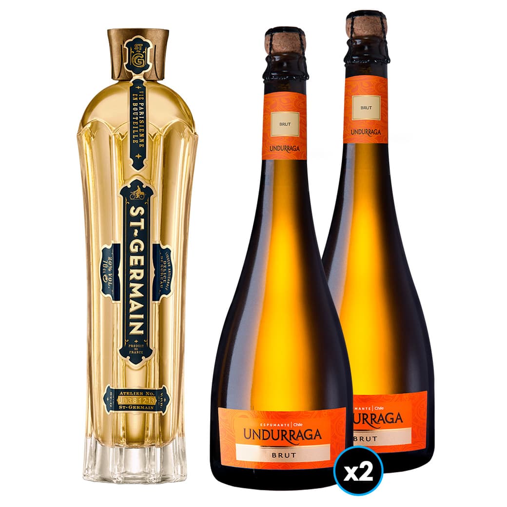 PACK SAINT GERMAIN - UNDURRAGA: 1x Saint Germain Licor de Flores de Sauco 750cc + 2x Espumante Undurraga Brut 750cc_1