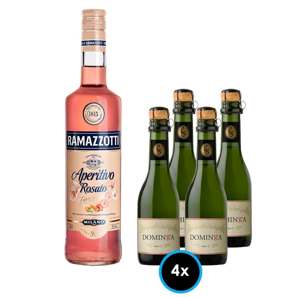 1x Licor Aperitivo Ramazzotti Rosatto 700cc + 4x Espumante Casa Silva Dominga Brut 375cc_1