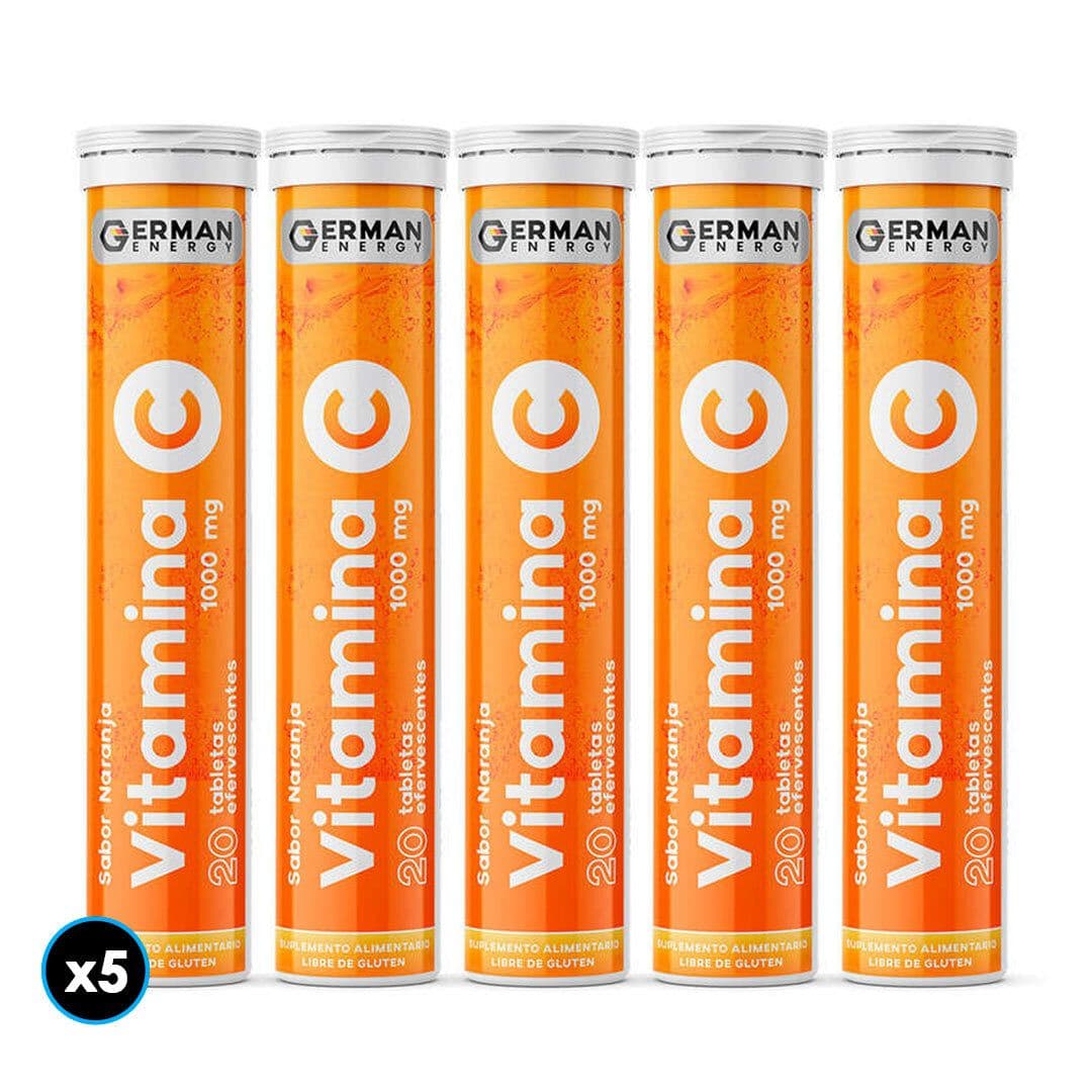 5x Suplemento German Energy Vitamina C Naranja 1000 mg. (20 tabletas efervescentes)_1