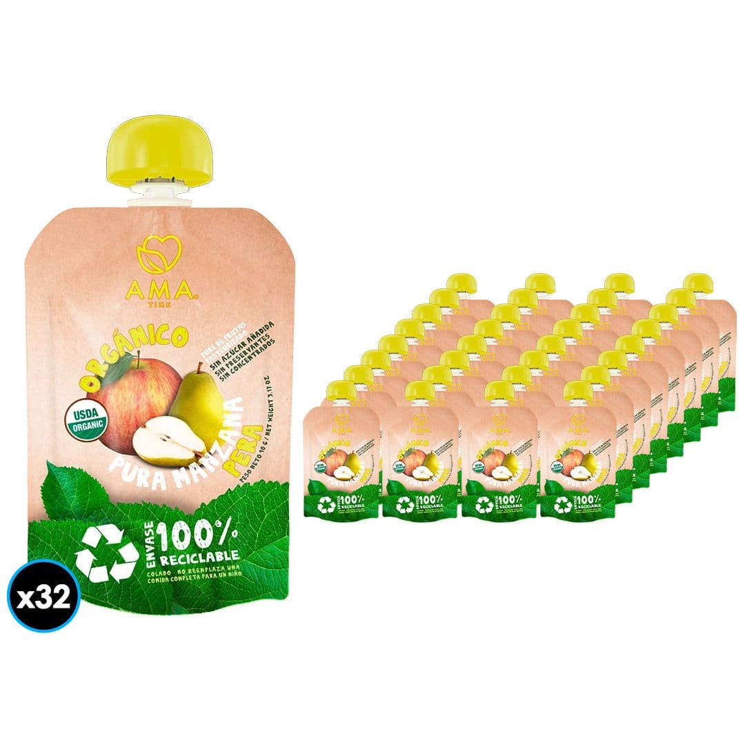 32x Puré Orgánico Ama Manzana-Pera 90 gramos_1