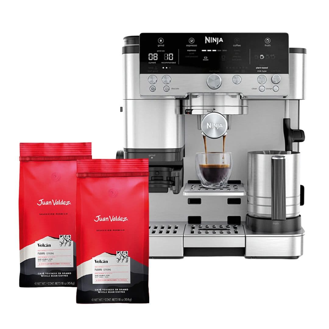 PACK NINJA - JUAN VALDEZ N°1: 1x Máquina para Café - Cafetera Ninja Luxe Premier + 2x Café Juan Valdez Grano Premium Volcán 454 grs._1