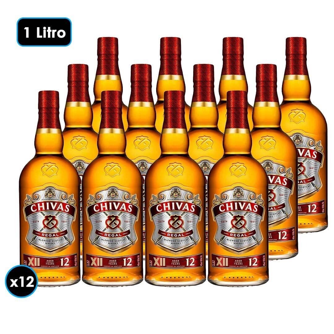 CAJA CHIVAS REGAL 1 LITRO: 12x Whisky Chivas Regal 12 Años 1 Litro 40º alc._1