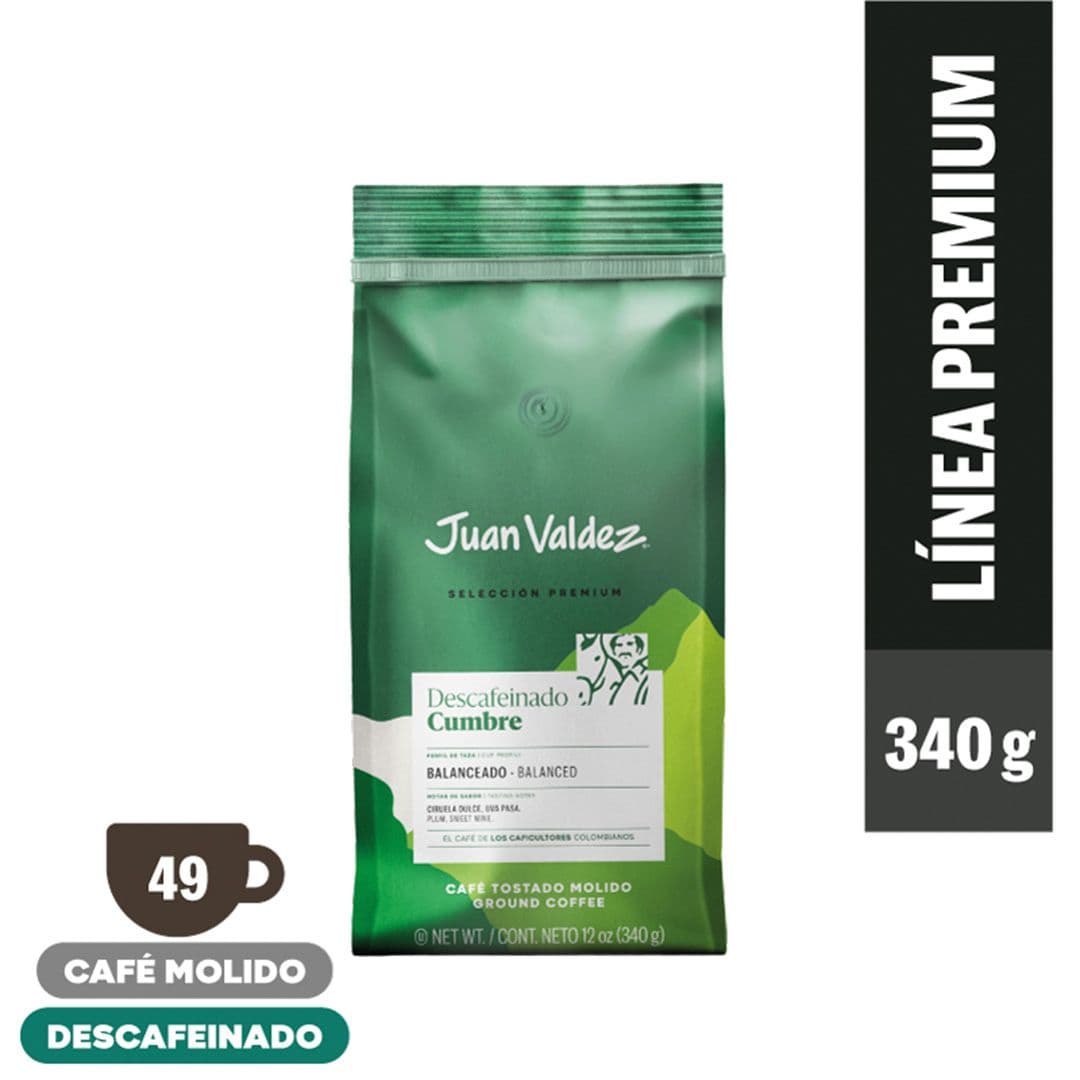 Café Juan Valdez Tostado Molido Descafeinado Cumbre 340 grs._1