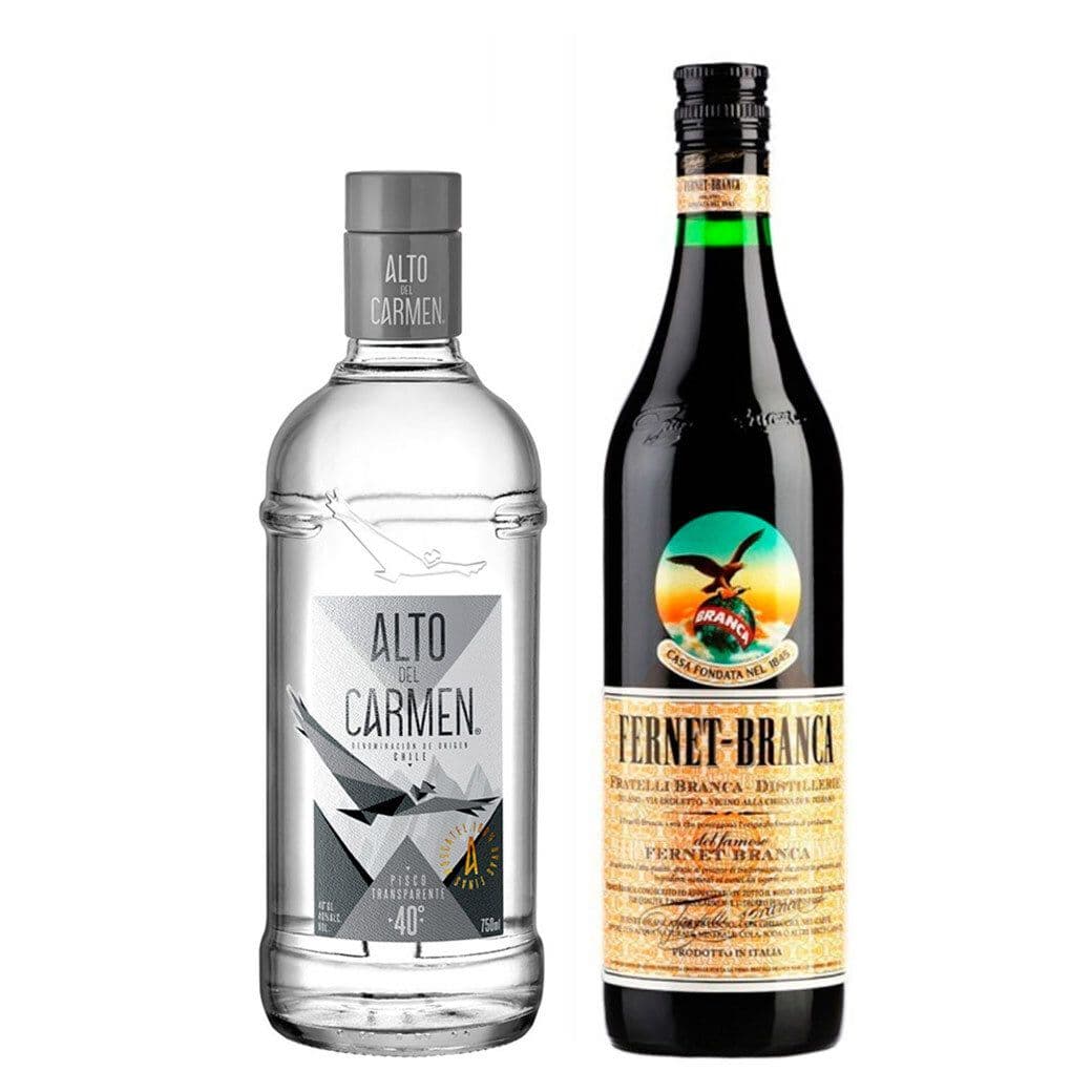 DUO ALTO - FERNET N°2: 1x Pisco Alto del Carmen Transparente 750cc 40º alc. + 1x Licor Fernet Branca 750cc_1