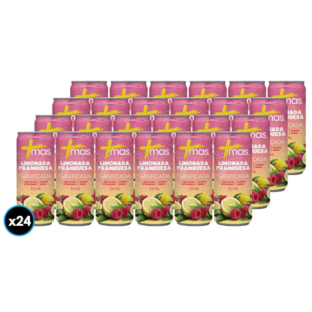 24x Agua Mas Limonada Frambuesa Con Gas 310cc_1
