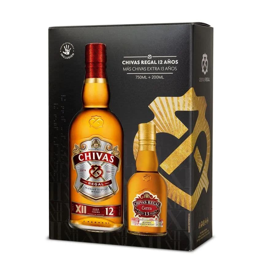 Pack Whisky Chivas Regal 12 Años 750cc 40° alc. + Whisky Extra 200cc 40° alc._1
