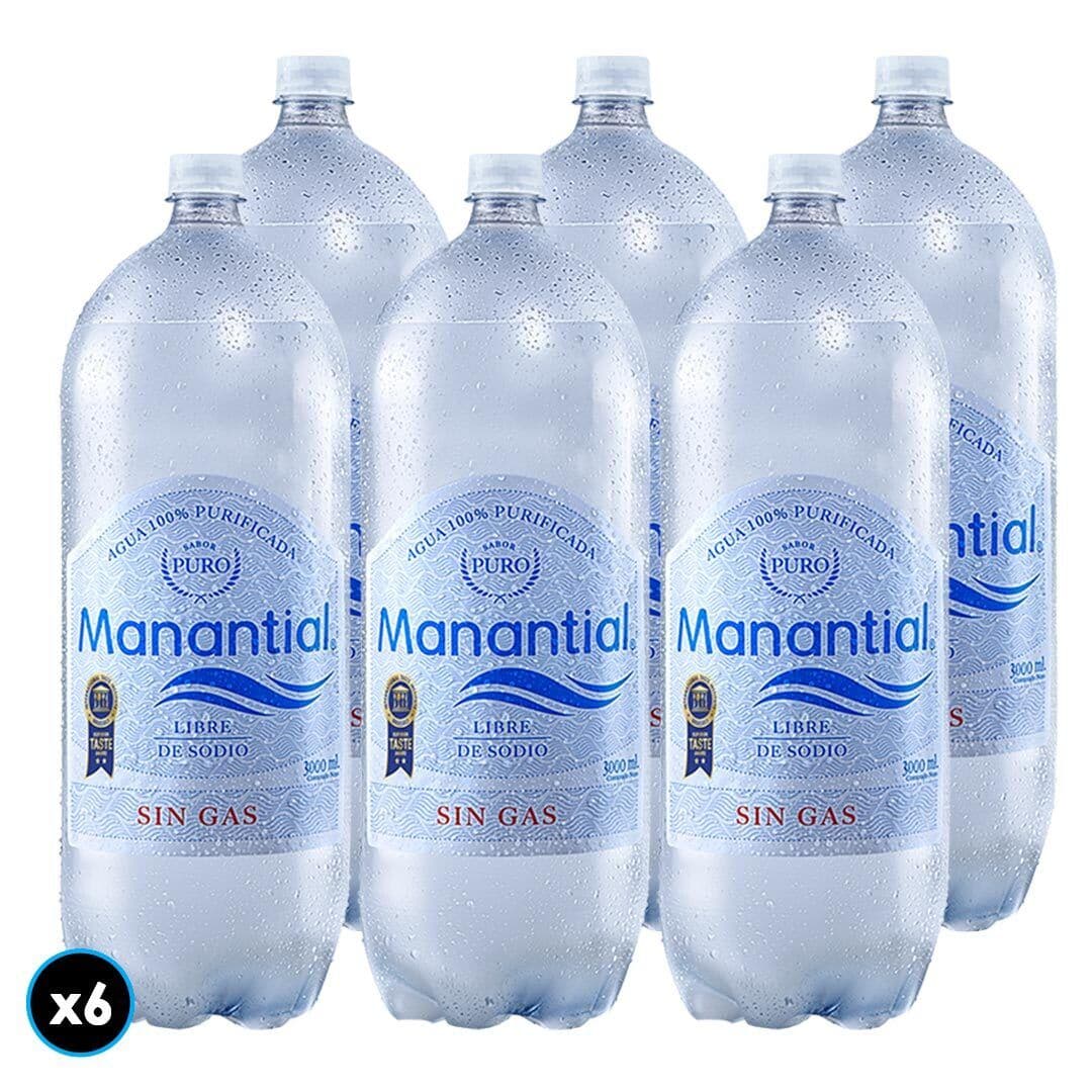6x Agua Manantial Sin Gas 3 L_1