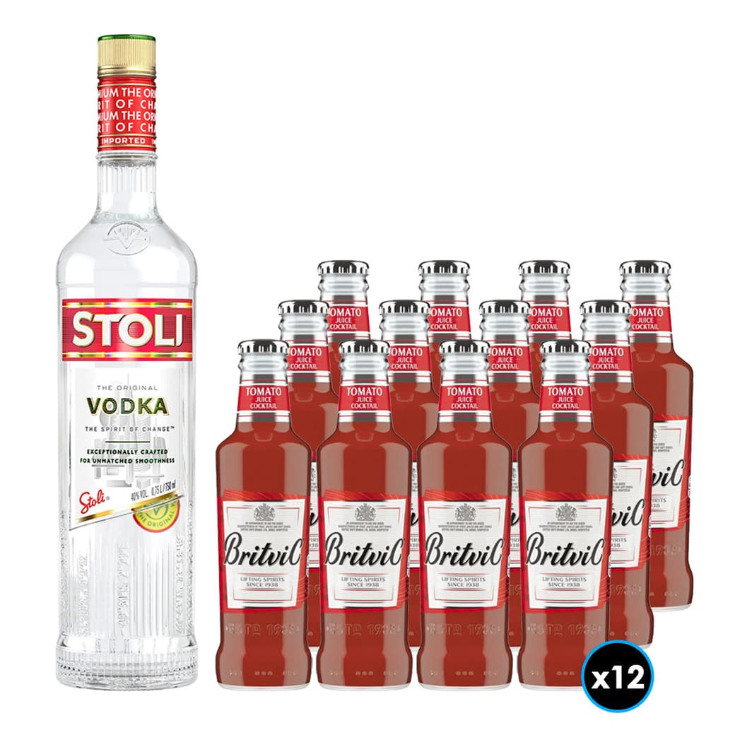 PACK BLOODY MARY - STOLICHNAYA: 1x Vodka Stolichnaya 1 Litro + 12x Britvic Tomato Juice 200cc_1