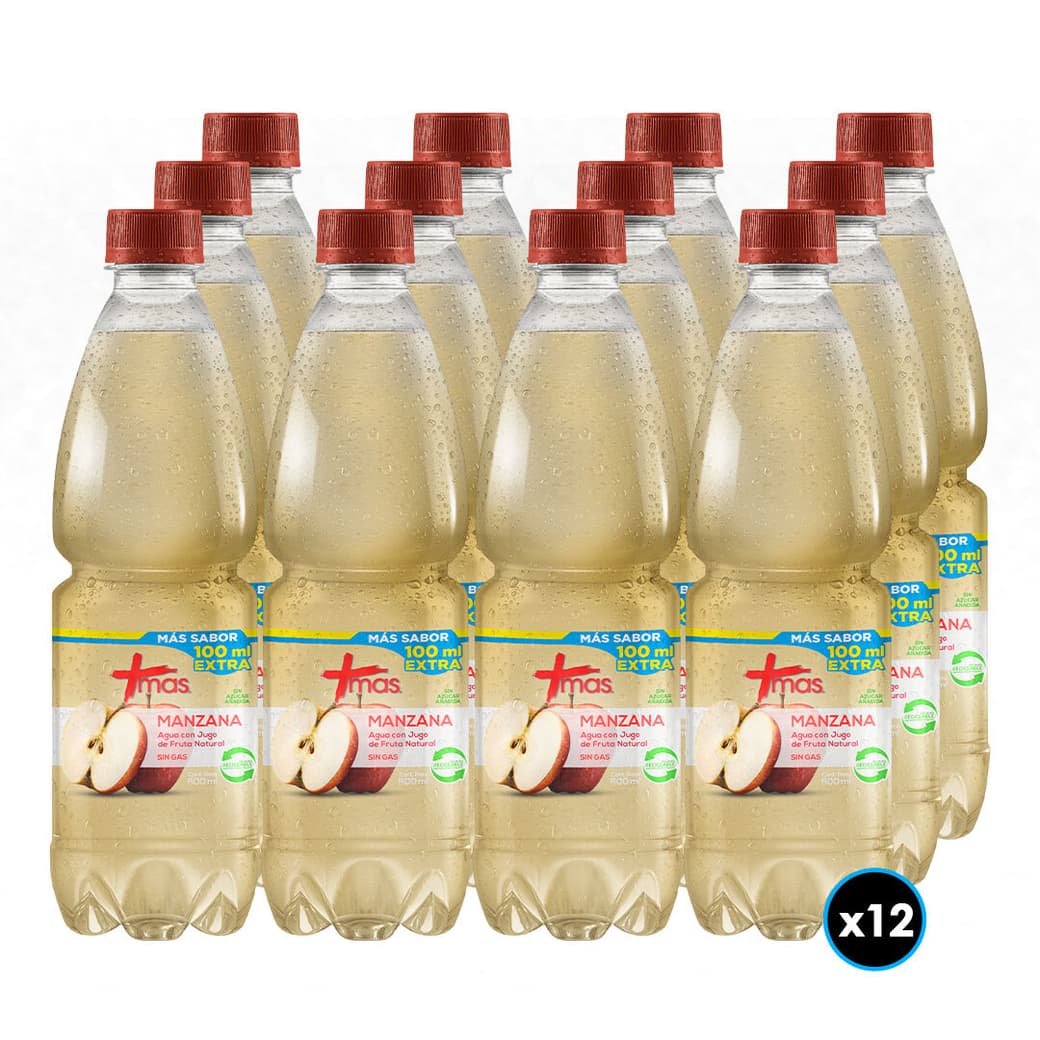 12x Agua Mas Manzana Sin Gas 600cc_1