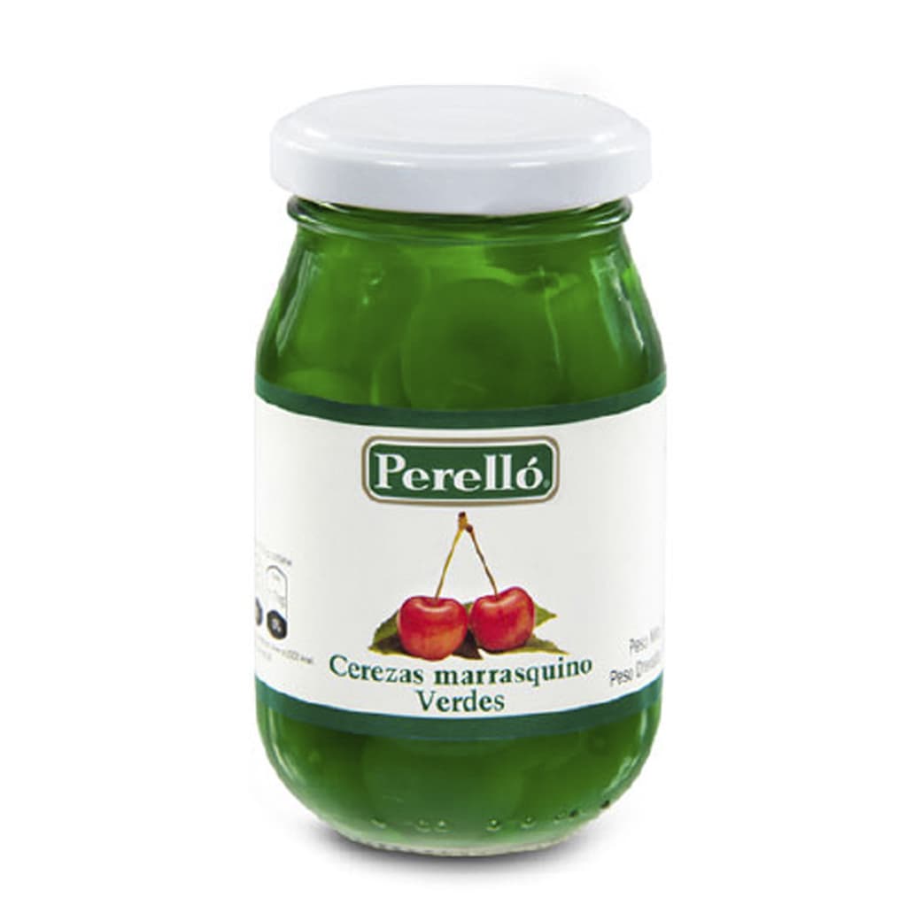 Cerezas Marrasquino Verdes Perelló en Frasco 250grs_1