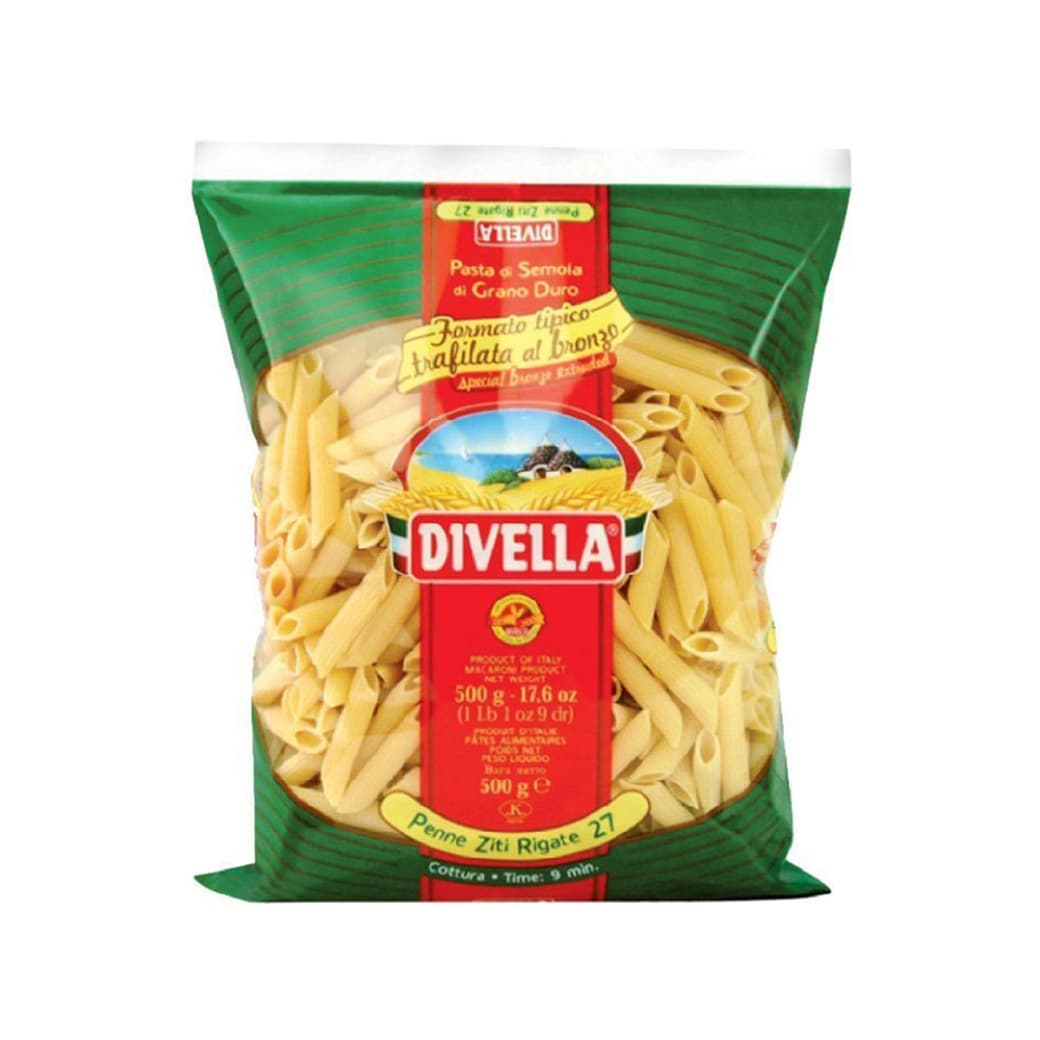 Pasta Divella Penne Ziti Rigate al Bronzo 500 grs._1