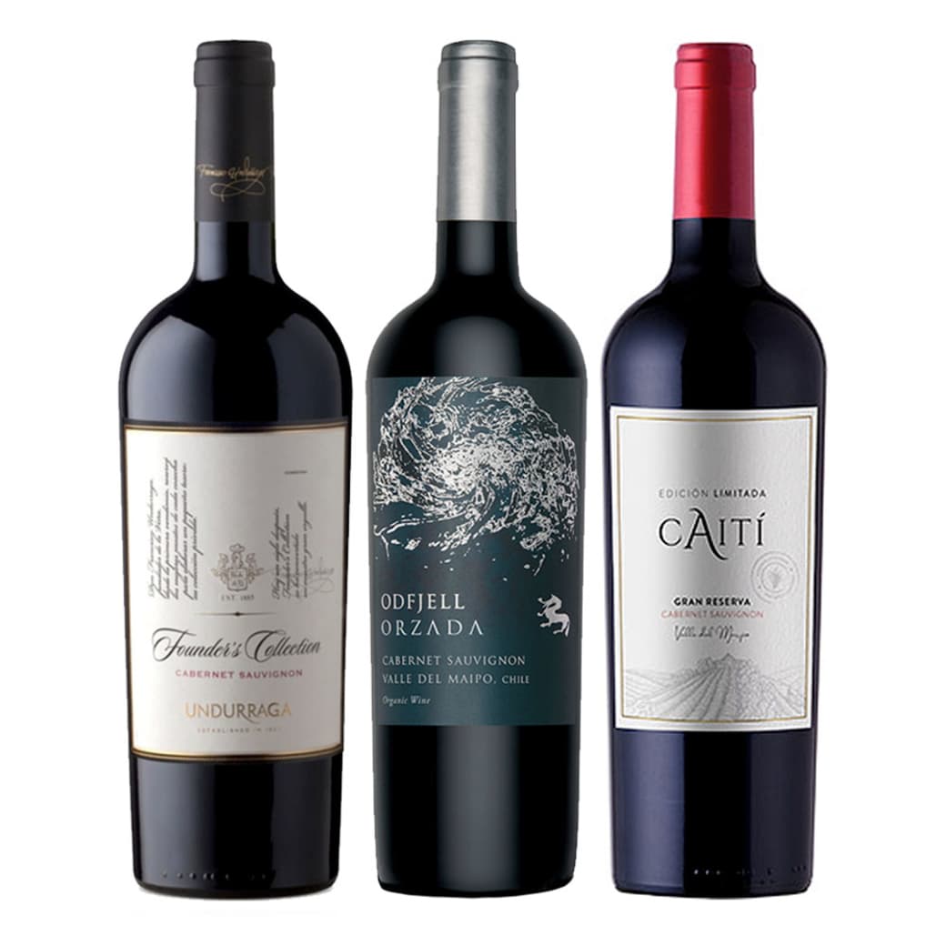 GRAN TRIO CABERNET SAUVIGNON: Vino Undurraga Founders Collection Cabernet Sauvignon 750cc + Vino Odfjell Orzada Cabernet Sauvignon 750cc + Vino Caiti Gran Reserva Cabernet Sauvignon 750cc_1